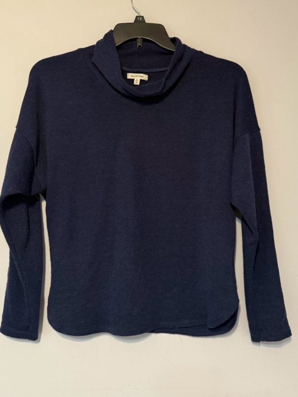 Max Studio Navy Cowl Neck Sweater